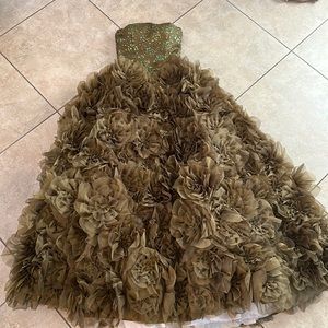 Women’s Olive Color Strapless Gown